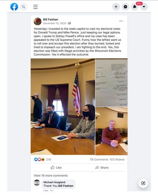 Feehan Facebook post